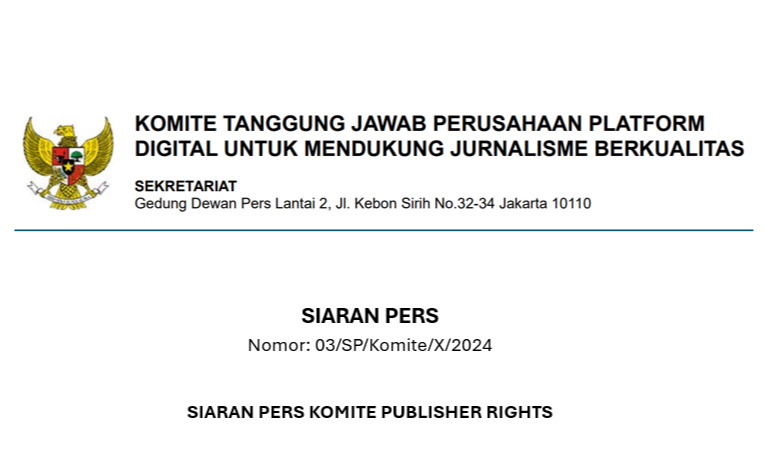 Siaran Pers Komite Publisher Rights Nomor: 03/SP/Komite/X/2024
