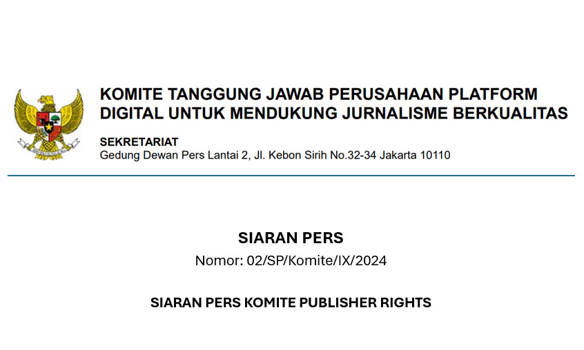 Siaran Pers Komite Publisher Rights Nomor: 02/SP/Komite/IX/2024