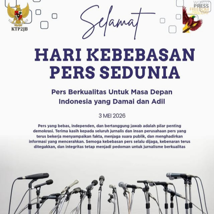 Hari Kebebasan Pers Sedunia 🌍📰
Pers yang bebas adalah napas demokrasi.
Melalui kata, fakta, dan keberanian, kebenaran disuarakan tanpa takut dibungkam. Mari terus dukung jurnalisme yang jujur, independen, dan bertanggung jawab. Karena informasi yang benar adalah hak setiap orang.