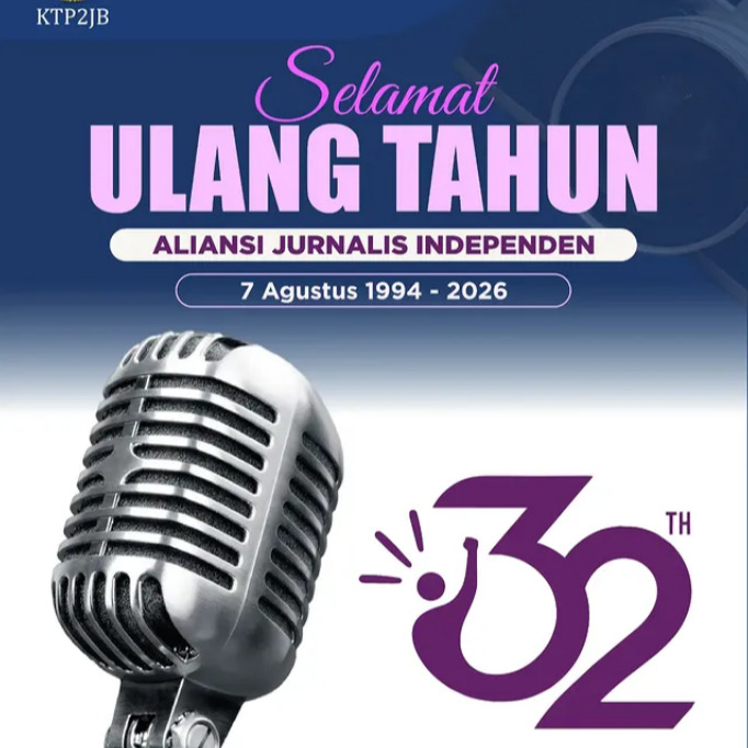 KTP2JB mengucapkan Dirgahayu Aliansi Jurnalis Independen!
Di usia ke-32 tahun, semoga AJI terus setia merawat kebebasan pers memperjuangkan profesionalisme dan membela hak jurnalis di Indonesia