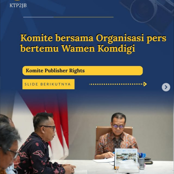 omite Tanggung Jawab Perusahaan Platform Digital untuk Mendukung Jurnalisme Berkualitas (KTP2JB) beraudiensi dengan Wakil Menteri Komunikasi dan Digital Nezar Patria di Kantor Komdigi, Jakarta Pusat, pada Rabu 4 Maret 2026.