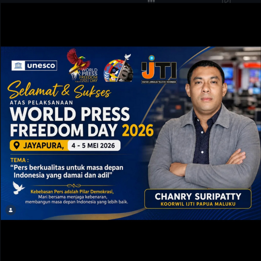 Koorwil IJTI Papua Maluku, Chanry Suripatty, mengucapkan selamat atas perayaan WPFD di Jayapura, Papua.