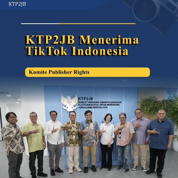 Pada Rabu 3 Juni 2026, TikTok Indonesia hadir memenuhi undangan KTP2JB untuk membahas berbagai program dalam usaha pemenuhan tanggung jawab perusahaan platform digital terhadap Peraturan Presiden nomor 32 tahun 2024.
Tiktok menyatakan berkomitmen untuk memenuhi Tanggung Jawab Platform sebagaimana diatur dalam Perpres nomor 32 Tahun 2024.