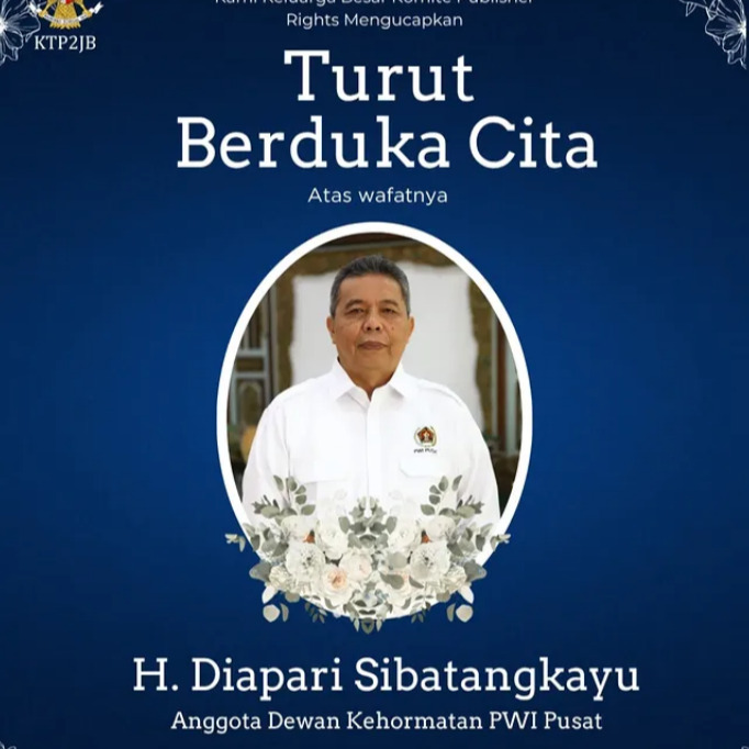 Komite Tanggung Jawab Perusahaan Platform Digital untuk Mendukung Jurnalisme Berkualitas (KTP2JB) turut berduka cita atas wafatnya Wartawan Senior
H. Diapari Sibatangkayu
Anggota Dewan Kehormatan PWI Pusat
Semoga almarhum mendapat tempat terbaik di sisiNya dan keluarga yang ditinggalkan diberi ketabahan